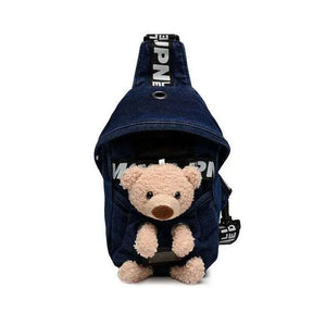 sac banane bleu foncé avec peluche Aurore