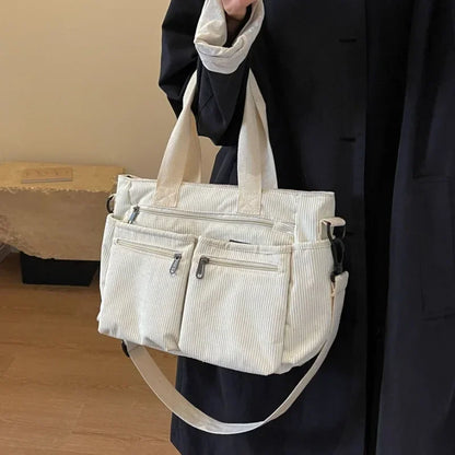 Versatile shoulder bag, corduroy - Ilona