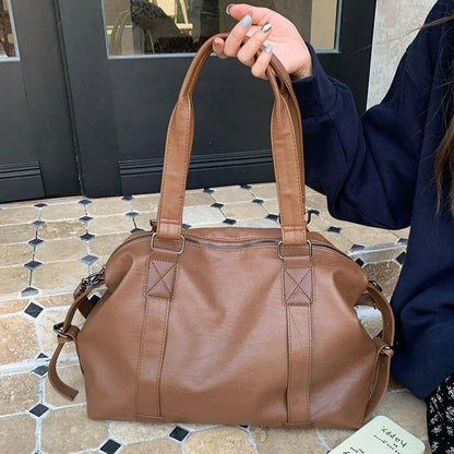 Grand sac à main en cuir, bandoulière amovible - Solena