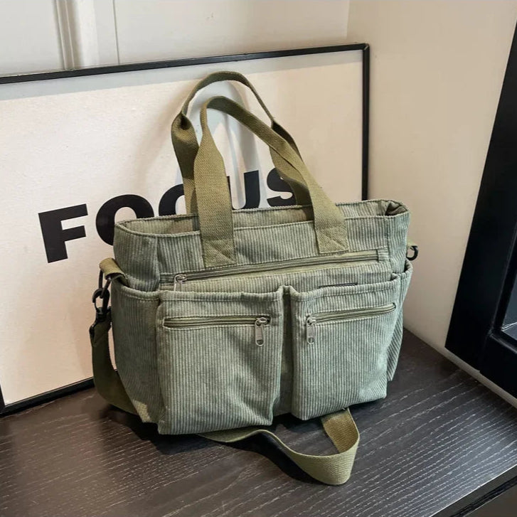 Versatile shoulder bag, corduroy - Ilona
