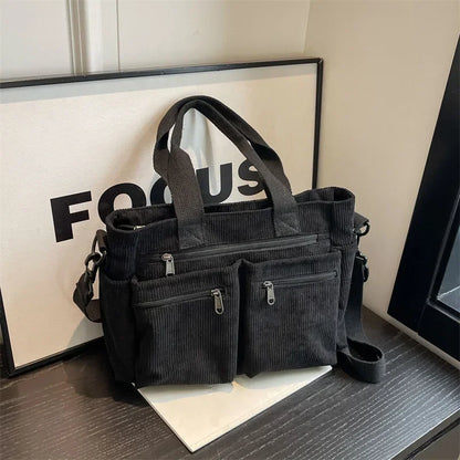 Versatile shoulder bag, corduroy - Ilona