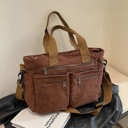 Versatile shoulder bag, corduroy - Ilona