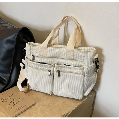 Versatile shoulder bag, corduroy - Ilona