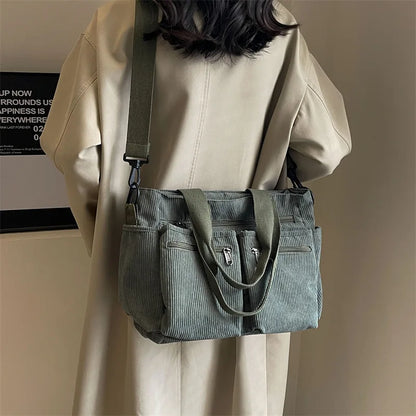 Versatile shoulder bag, corduroy - Ilona