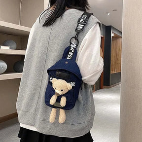 sac banane bleu foncé avec peluche Aurore