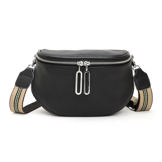 grand sac banane cuir végétal, bandoulière motif - Alice