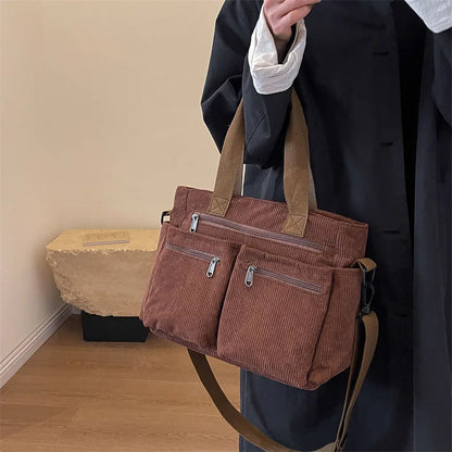 Versatile shoulder bag, corduroy - Ilona