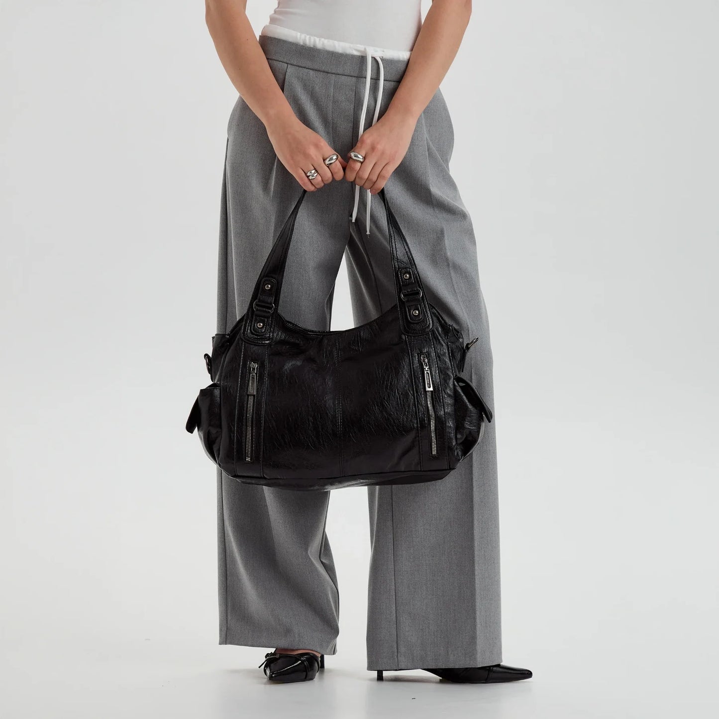 sac à main de cours en bandoulière, fermeture zip - Aliona