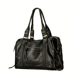 sac à main de cours bandoulière, cuir vintage vegan - Soline