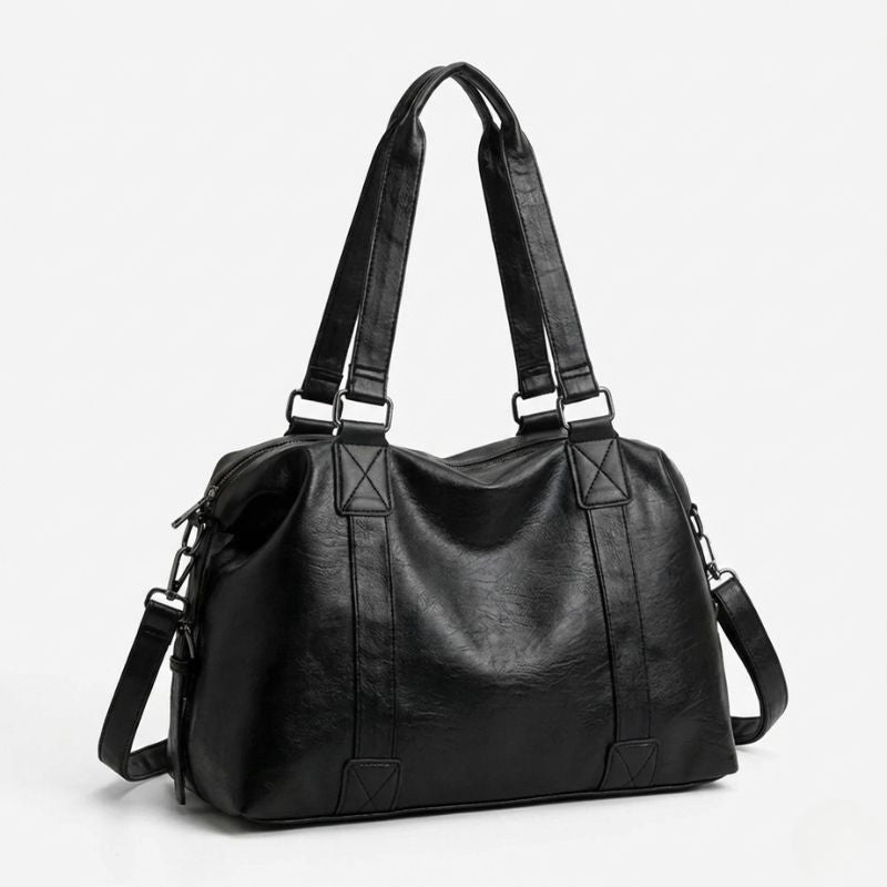 Grand sac à main en cuir, bandoulière amovible - Solena