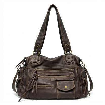 retro school shoulder bag, vegan leather - Elina