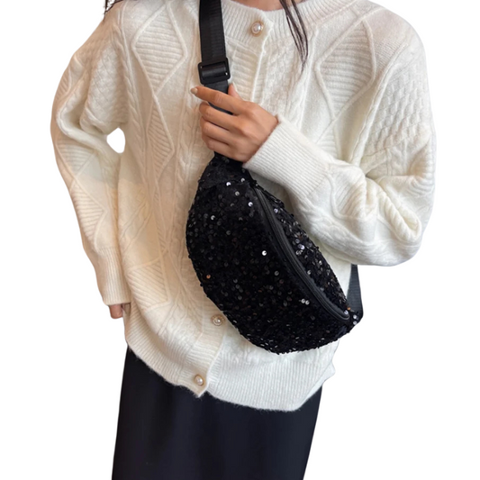 sac banane noir paillette Vanessa